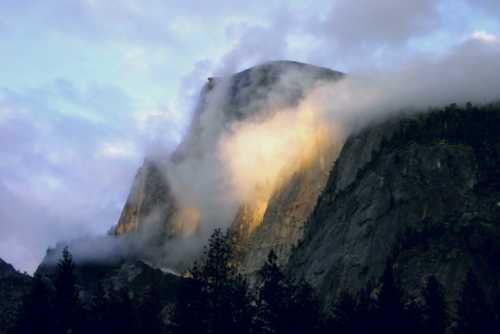 Half Dome Snow Smoke